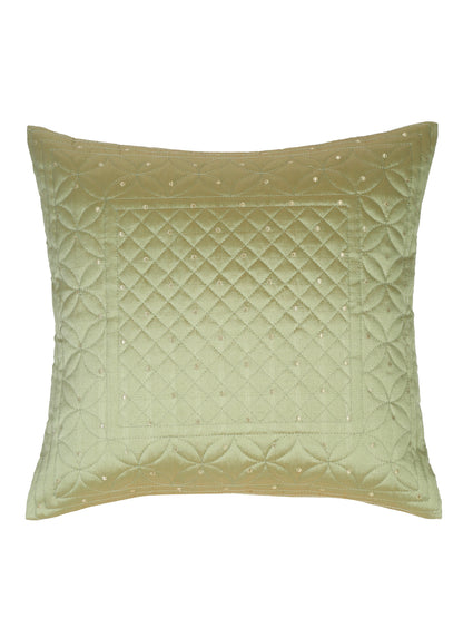 Eyda Green Color Quilted Cushion Covers Set of 2 - 16x16 inch