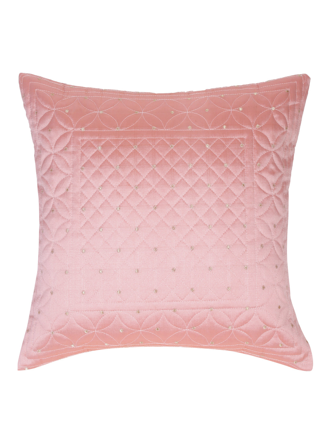 Eyda Pink Color Quilted Cushion Covers Set of 2 - 16x16 inch