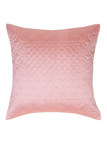 Eyda Pink Color Quilted Cushion Covers Set of 2 - 16x16 inch