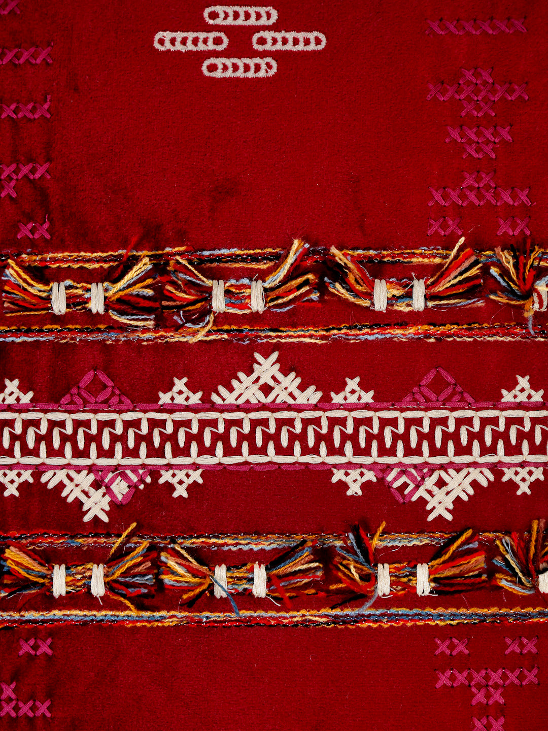 Eyda Red Color Embroidered Velvet Cushion Covers Set of 2 - 18x18 inch