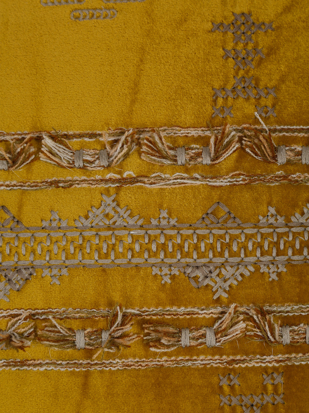 Eyda Yellow Color Embroidered Velvet Cushion Covers Set of 2 - 18x18 inch