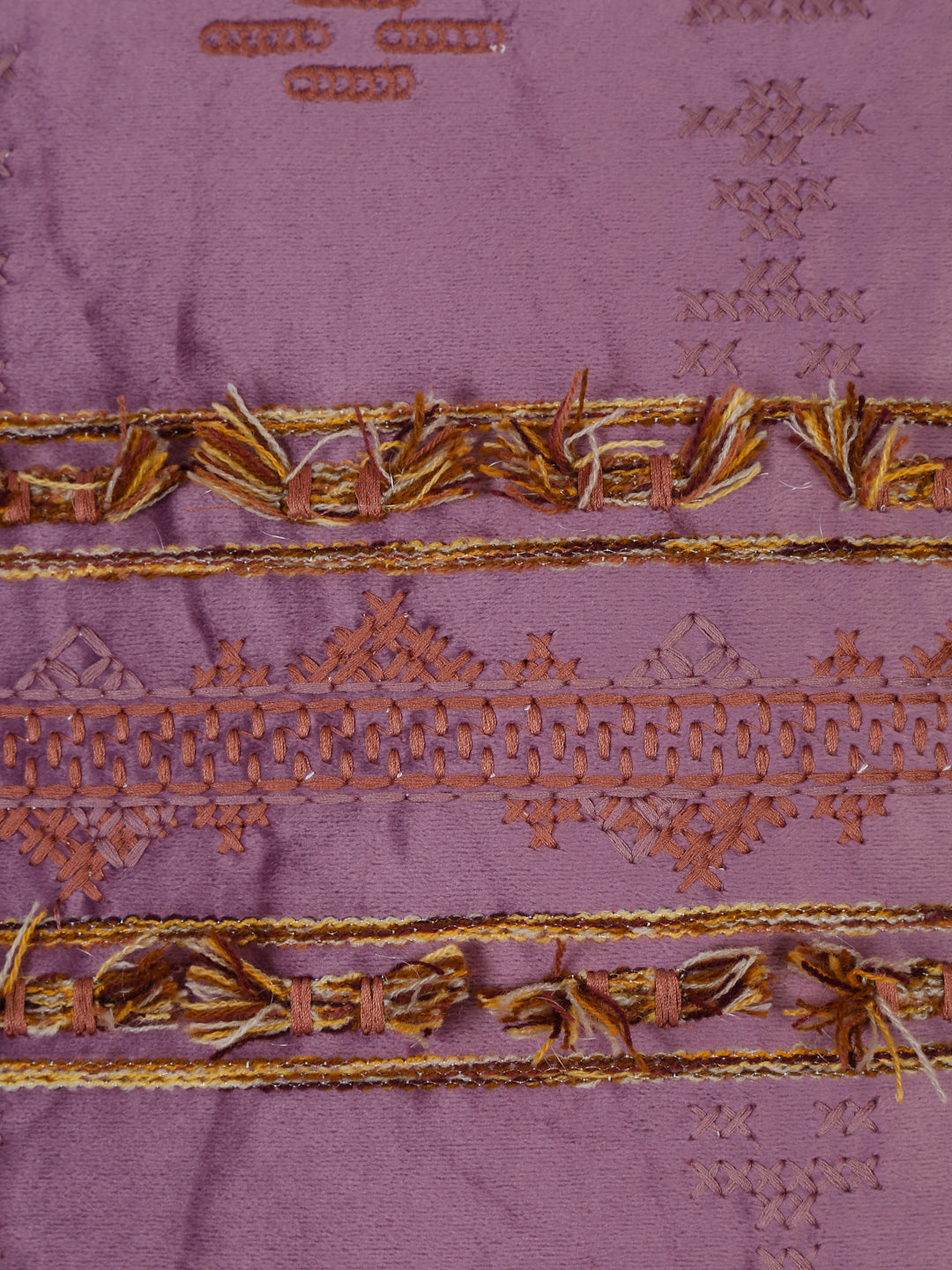 Eyda Purple Color Embroidered Velvet Cushion Covers Set of 2 - 18x18 inch