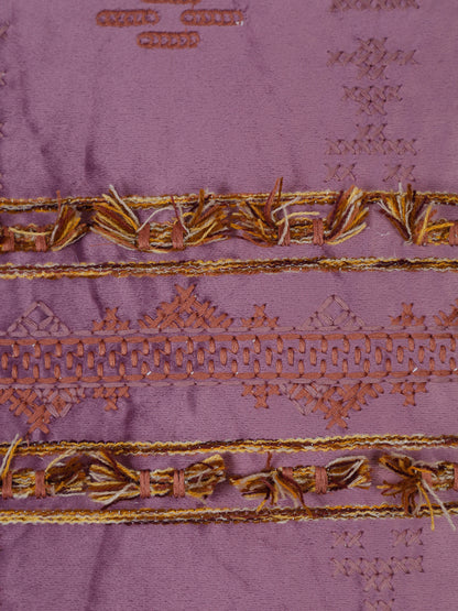 Eyda Purple Color Embroidered Velvet Cushion Covers Set of 2 - 18x18 inch