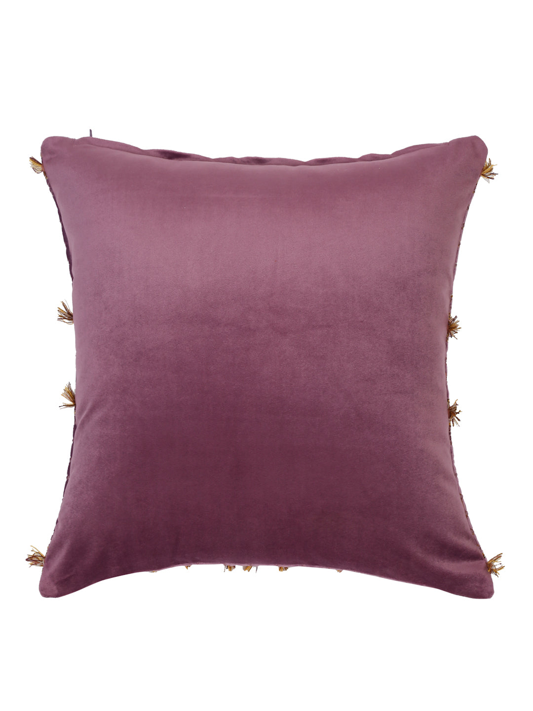Eyda Purple Color Embroidered Velvet Cushion Covers Set of 2 - 18x18 inch