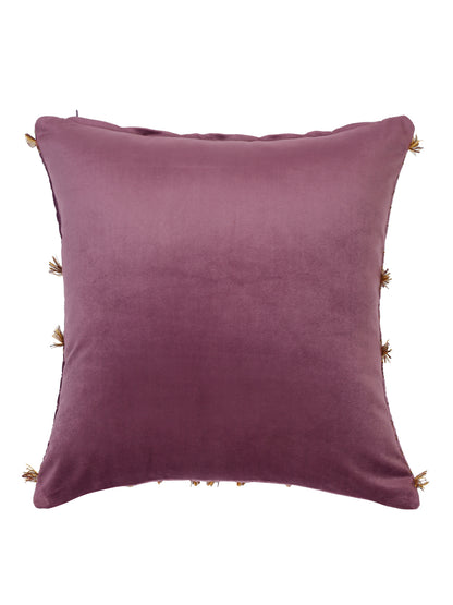 Eyda Purple Color Embroidered Velvet Cushion Covers Set of 2 - 18x18 inch