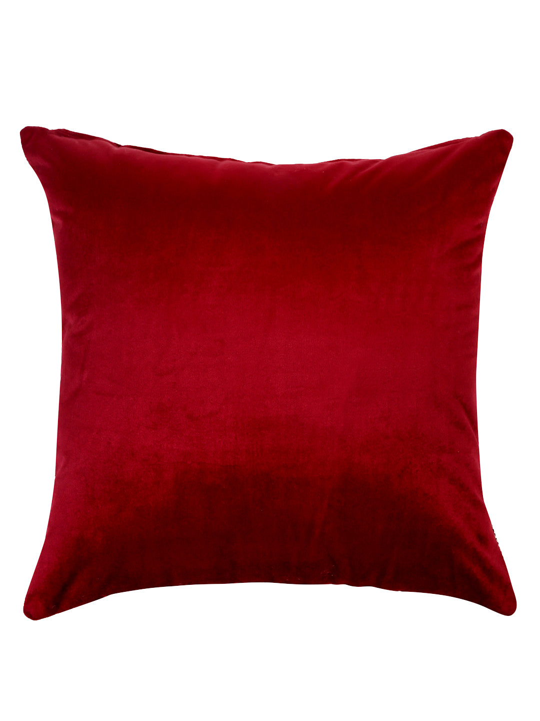 Eyda Maroon Color Embroidered Velvet Cushion Covers Set of 2 - 18x18 inch