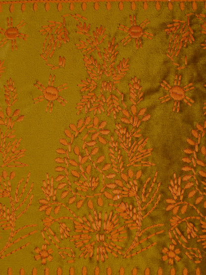 Eyda Mustard Color Embroidered Velvet Cushion Covers Set of 2 - 18x18 inch