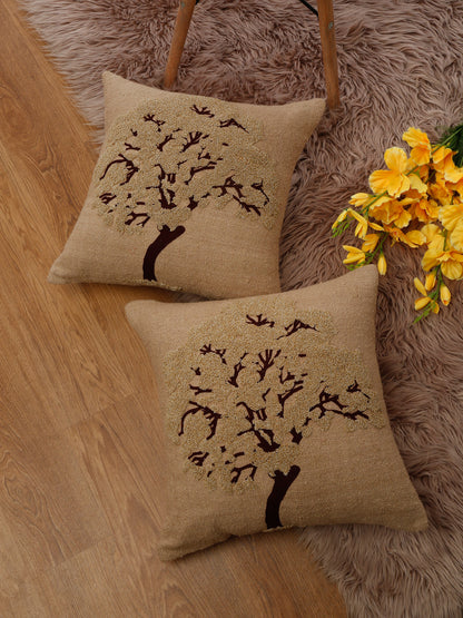 Eyda Embroidered Cotton Cushion Covers Set of 2-18x18 inch