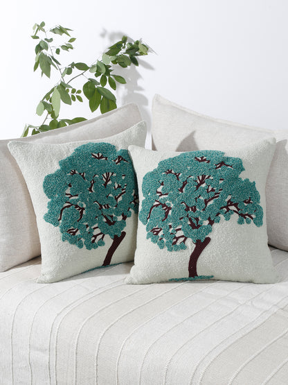 Eyda Embroidered Cotton Cushion Covers Set of 2-18x18 inch
