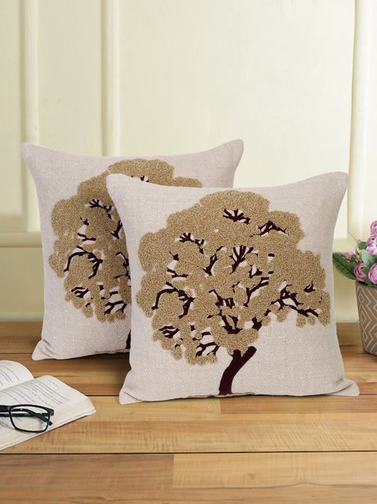 Eyda Embroidered Cotton Cushion Covers Set of 2-18x18 inch