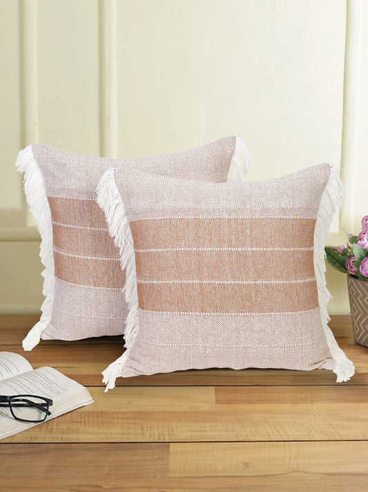Eyda 100% Cotton Woven Sofa Cushion Covers Set of 2 18x18 inch