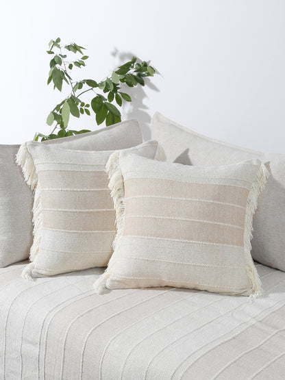 Eyda 100% Cotton Woven Sofa Cushion Covers Set of 2 18x18 inch