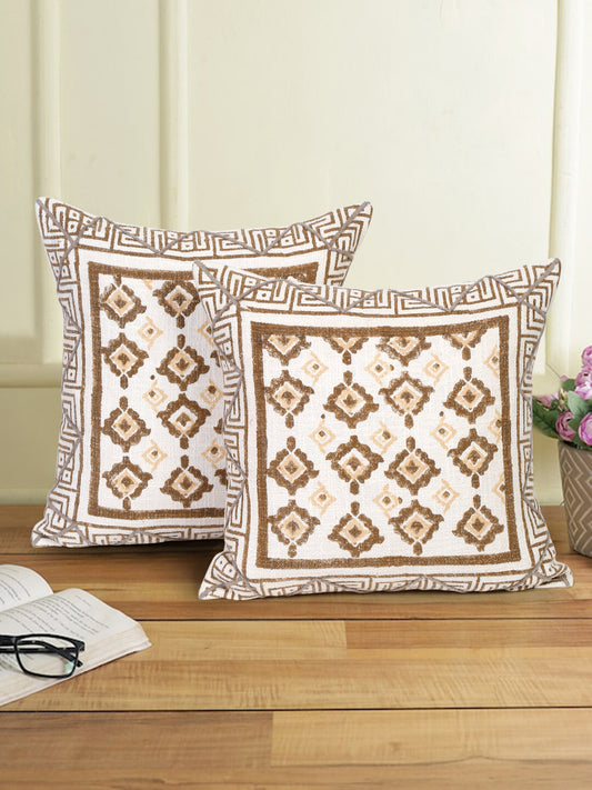 Eyda Hand Block Printed Cotton Sofa Cushion Covers Set of 2 18x18 inch