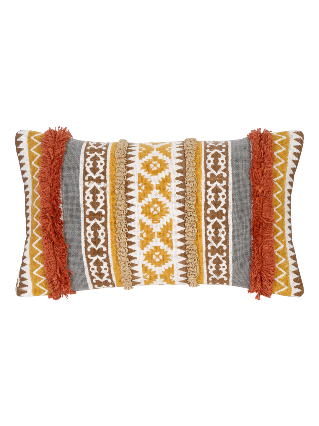 Eyda Hand Block Printed Cotton Cushion Covers Set of 2 12x20 inch