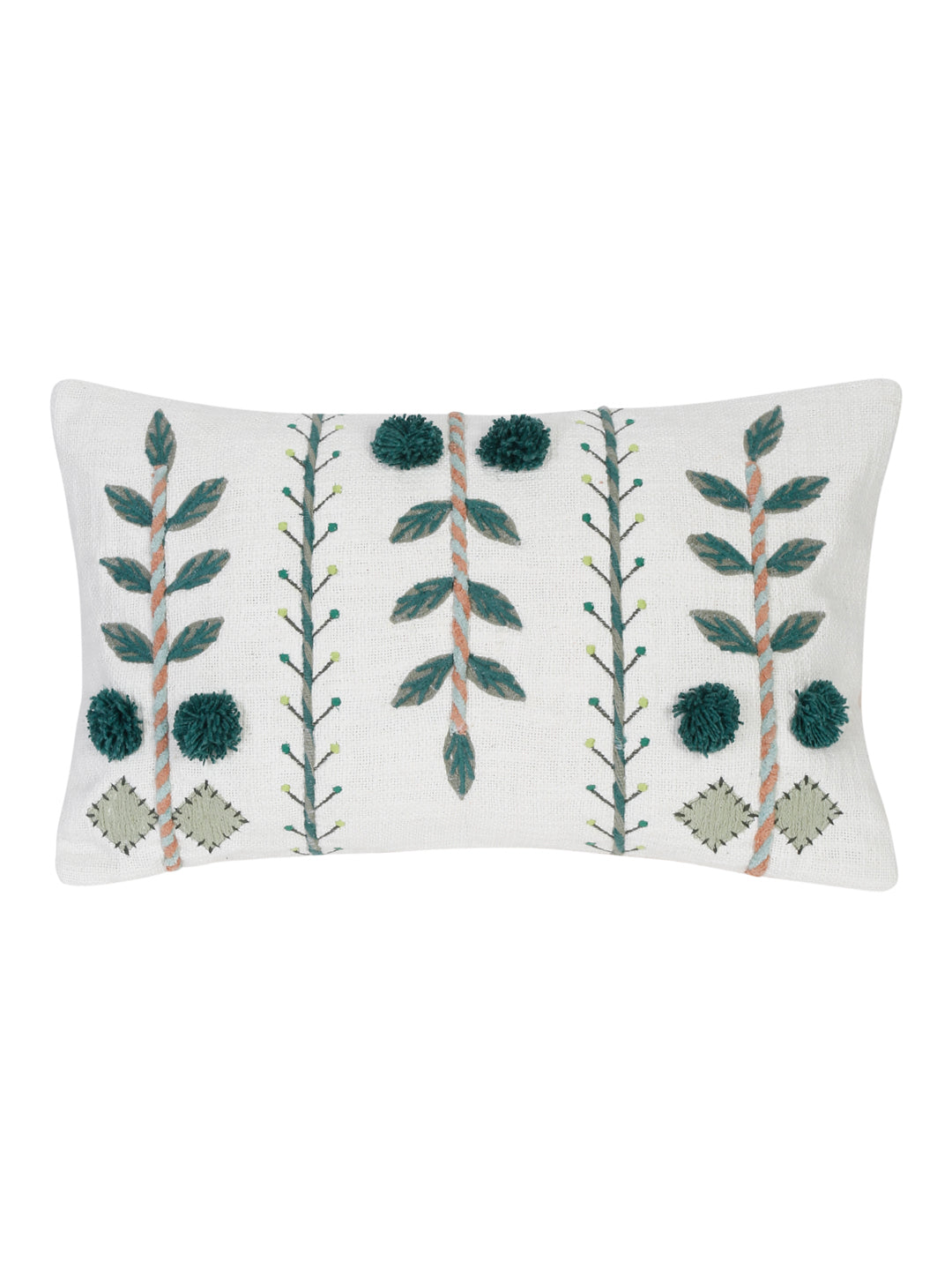 Eyda Embroidered Cotton Cushion Covers Set of 2-12x20 inch