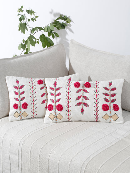 Eyda Embroidered Cotton Cushion Covers Set of 2-12x20 inch
