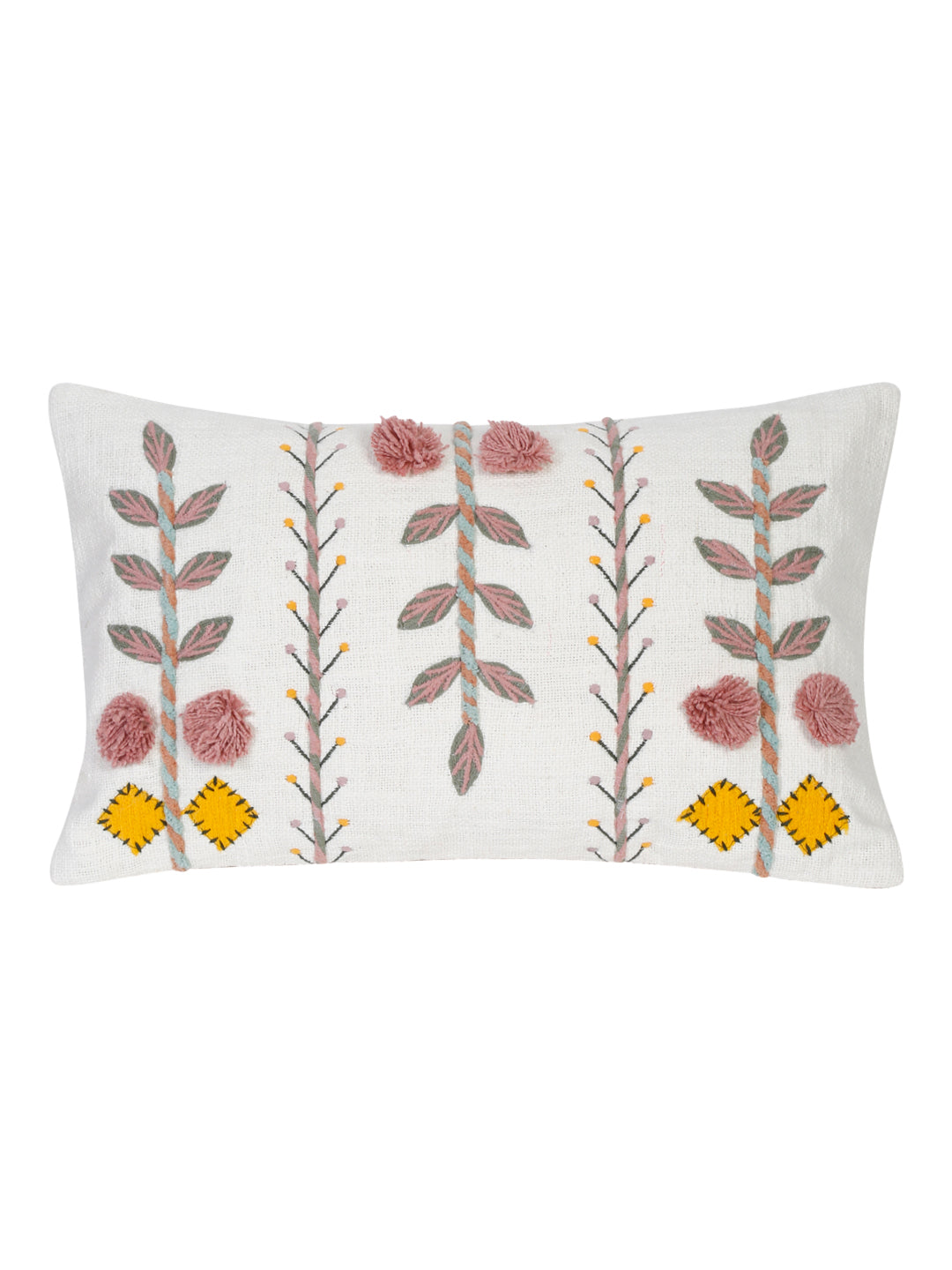 Eyda Embroidered Cotton Cushion Covers Set of 2-12x20 inch