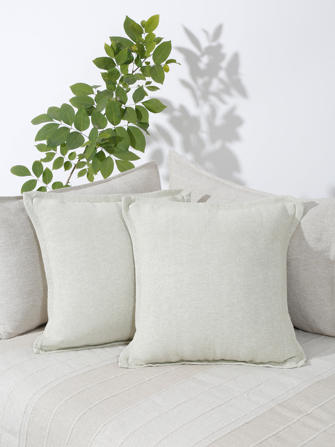 Eyda 100% Cotton Woven Sofa Cushion Covers Set of 2 18x18 inch