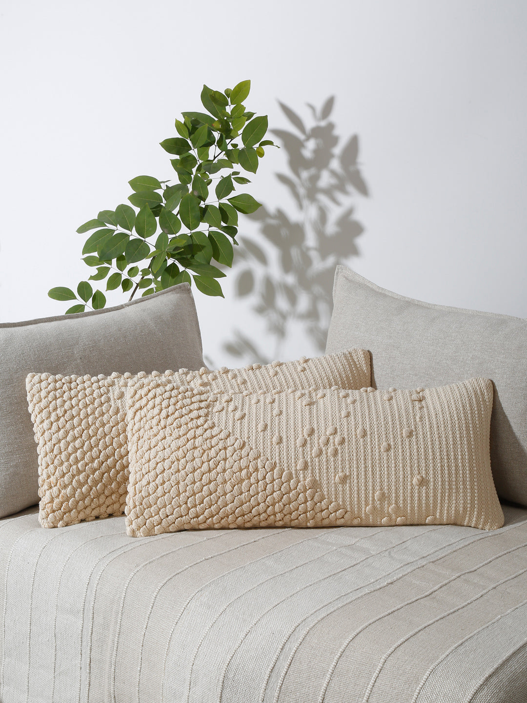 Eyda 100% Cotton Woven Designer Cushion Covers Set of 2 12x28 inch