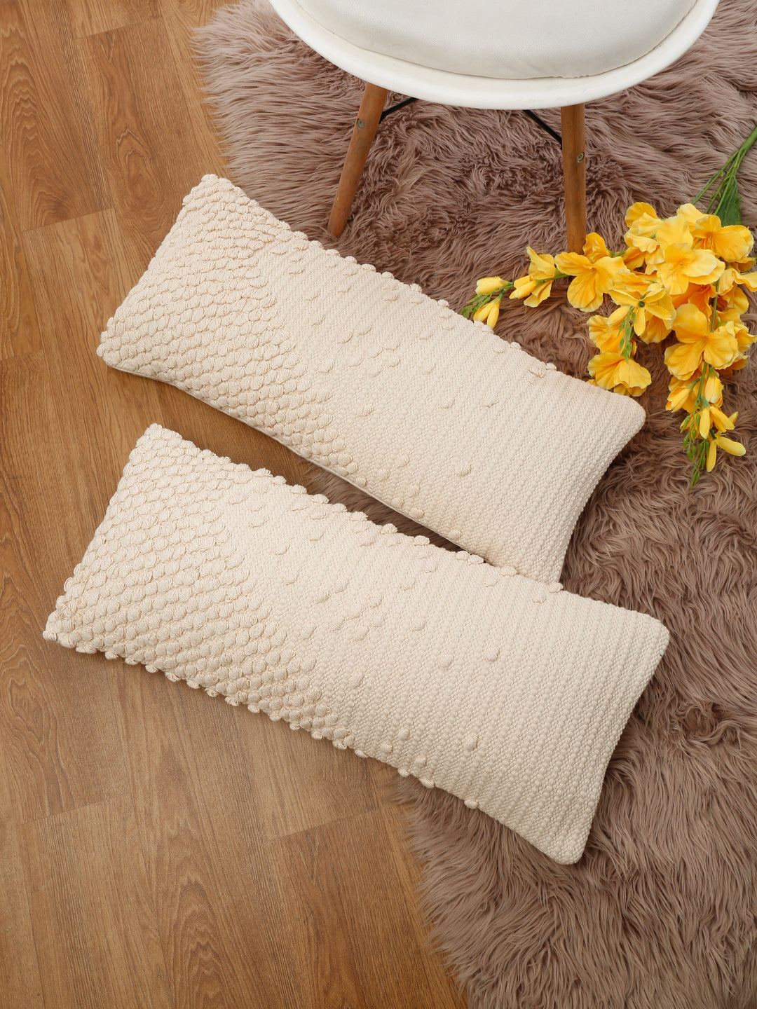 Eyda 100% Cotton Woven Designer Cushion Covers Set of 2 12x28 inch