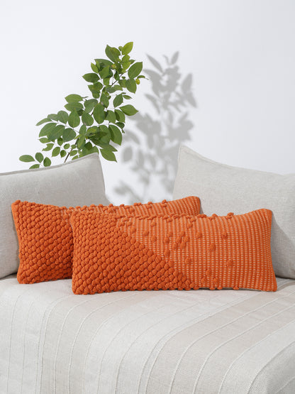 Eyda 100% Cotton Woven Designer Cushion Covers Set of 2 12x28 inch