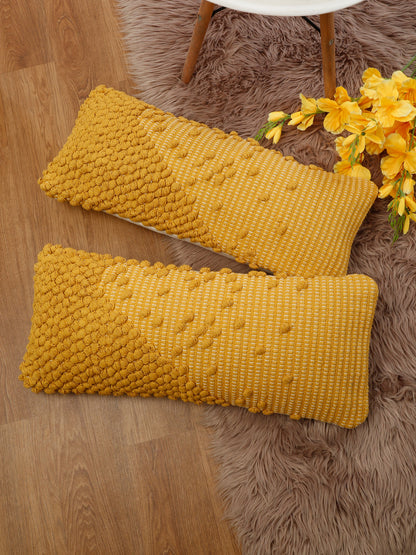 Eyda 100% Cotton Woven Designer Cushion Covers Set of 2 12x28 inch