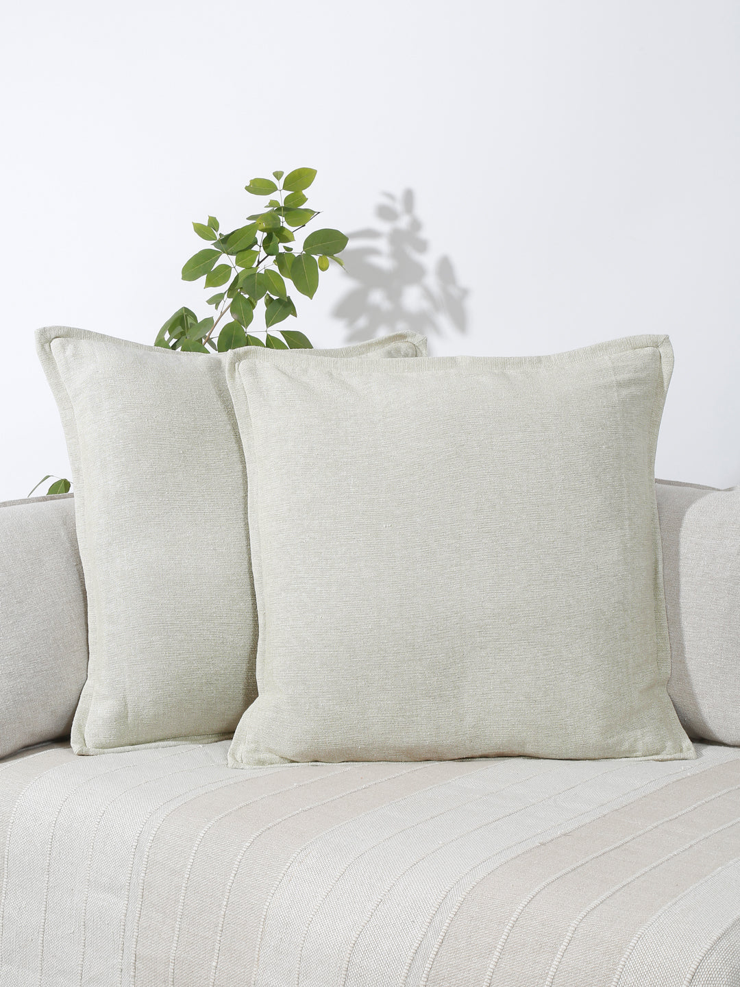 Eyda 100% Cotton Woven Sofa Cushion Covers Set of 2- 24x24 inch