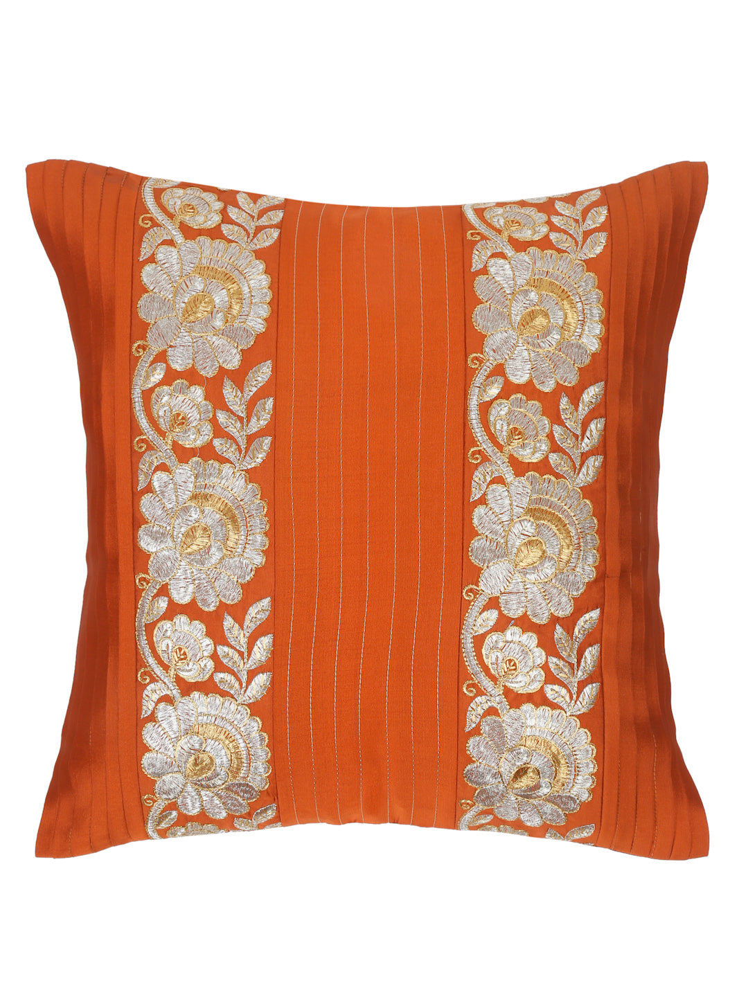 Eyda Red Color Embroidered Cushion Cover Set of 2-16x16 inch