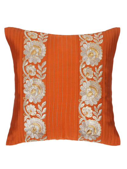 Eyda Red Color Embroidered Cushion Cover Set of 2-16x16 inch