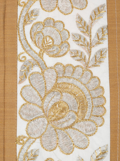 Eyda Beige and White Color Embroidered Cushion Cover Set of 2-16x16 inch