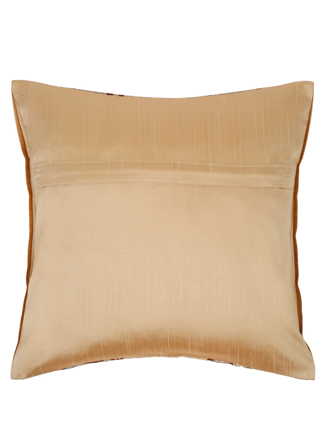 Eyda Beige and Red Color Embroidered Cushion Cover Set of 2-16x16 inch