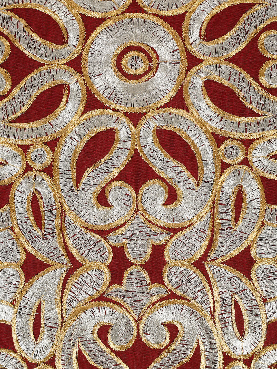 Eyda Maroon and Silver Color Embroidered Cushion Cover Set of 2-16x16 inch