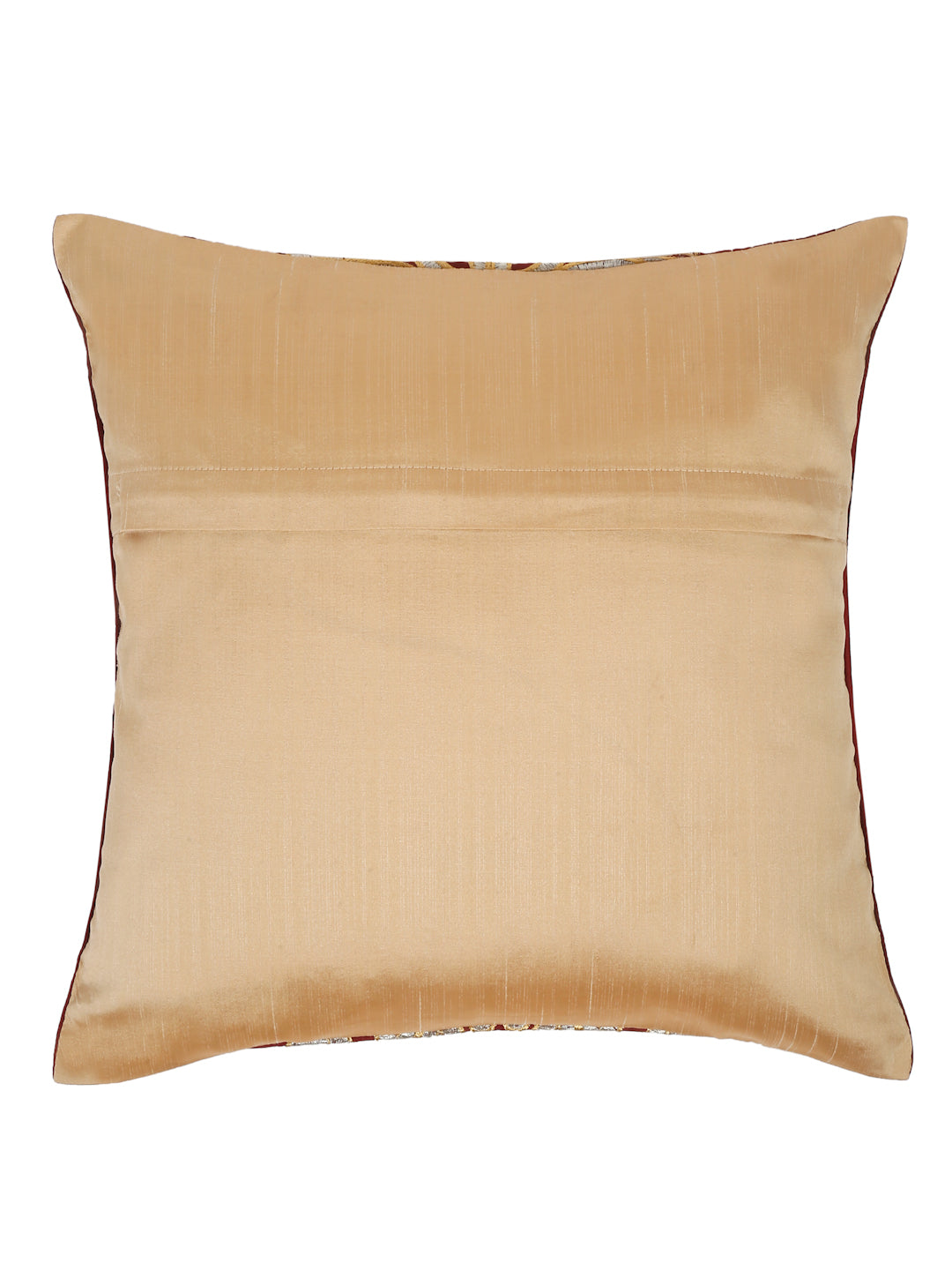 Eyda Maroon and Silver Color Embroidered Cushion Cover Set of 2-16x16 inch