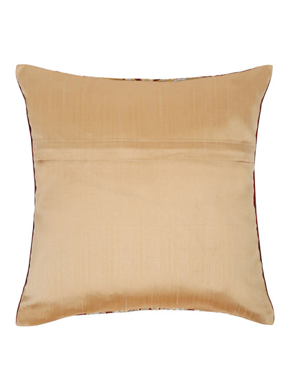 Eyda Maroon and Silver Color Embroidered Cushion Cover Set of 2-16x16 inch