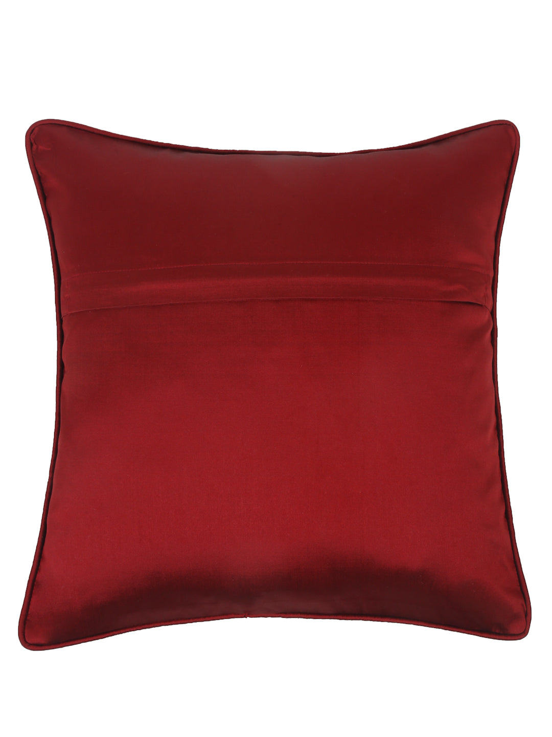Eyda Maroon and Copper Color Embroidered Cushion Cover Set of 2-16x16 inch