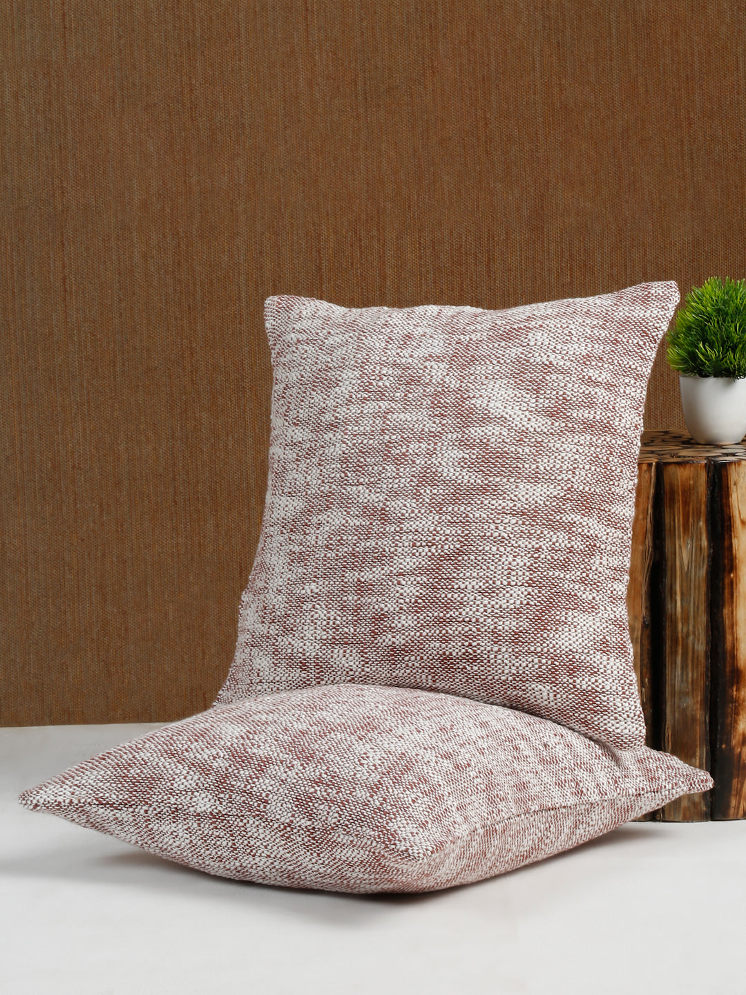 Eyda Dust Pink Cotton Textured Cushion Cover Set of 2