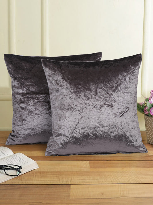 Eyda Charcoal Velvet Solid Cushion Cover Set of 2