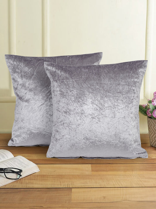 Eyda Mauve Velvet Solid Cushion Cover Set of 2