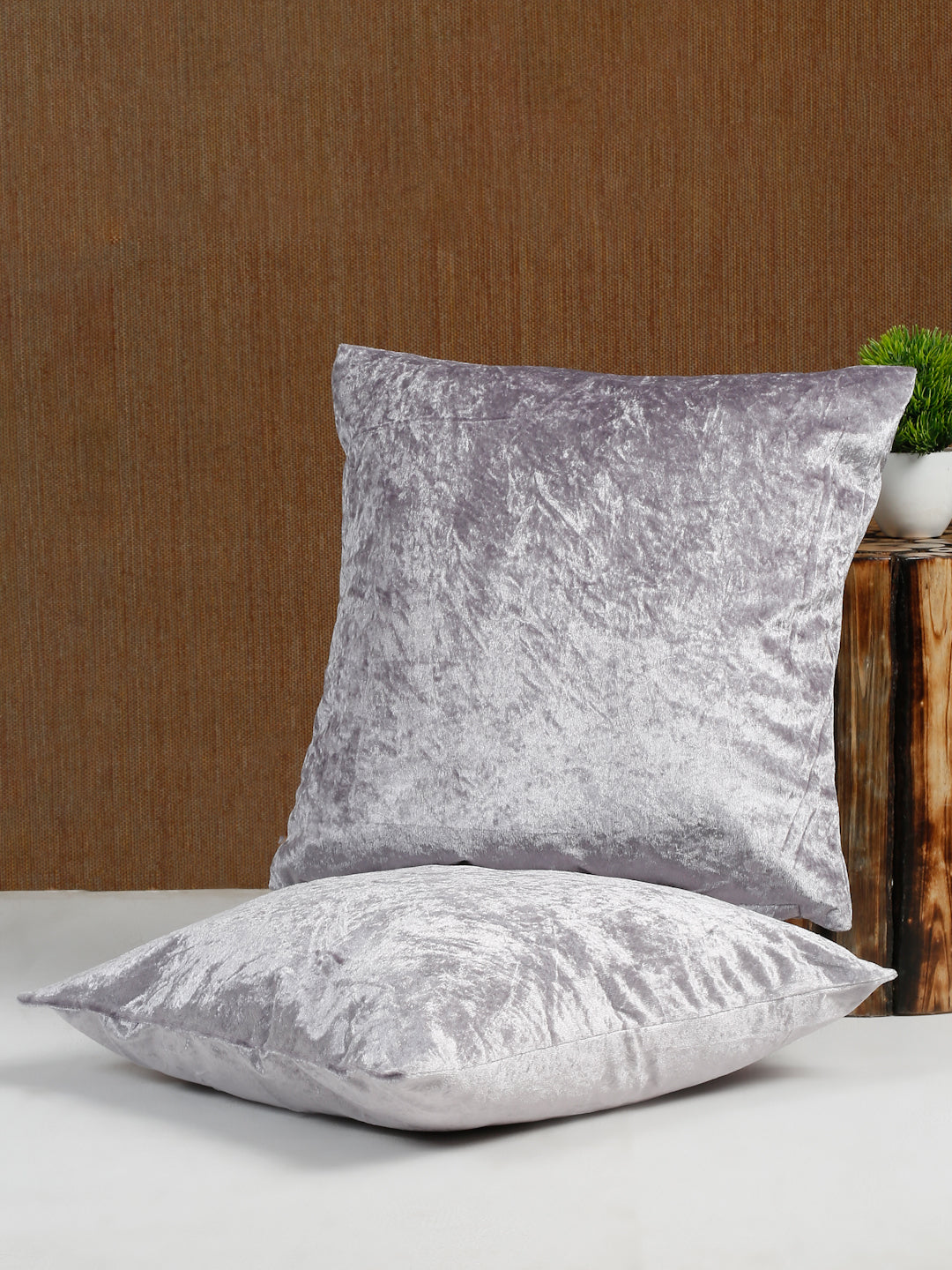 Eyda Mauve Velvet Solid Cushion Cover Set of 2