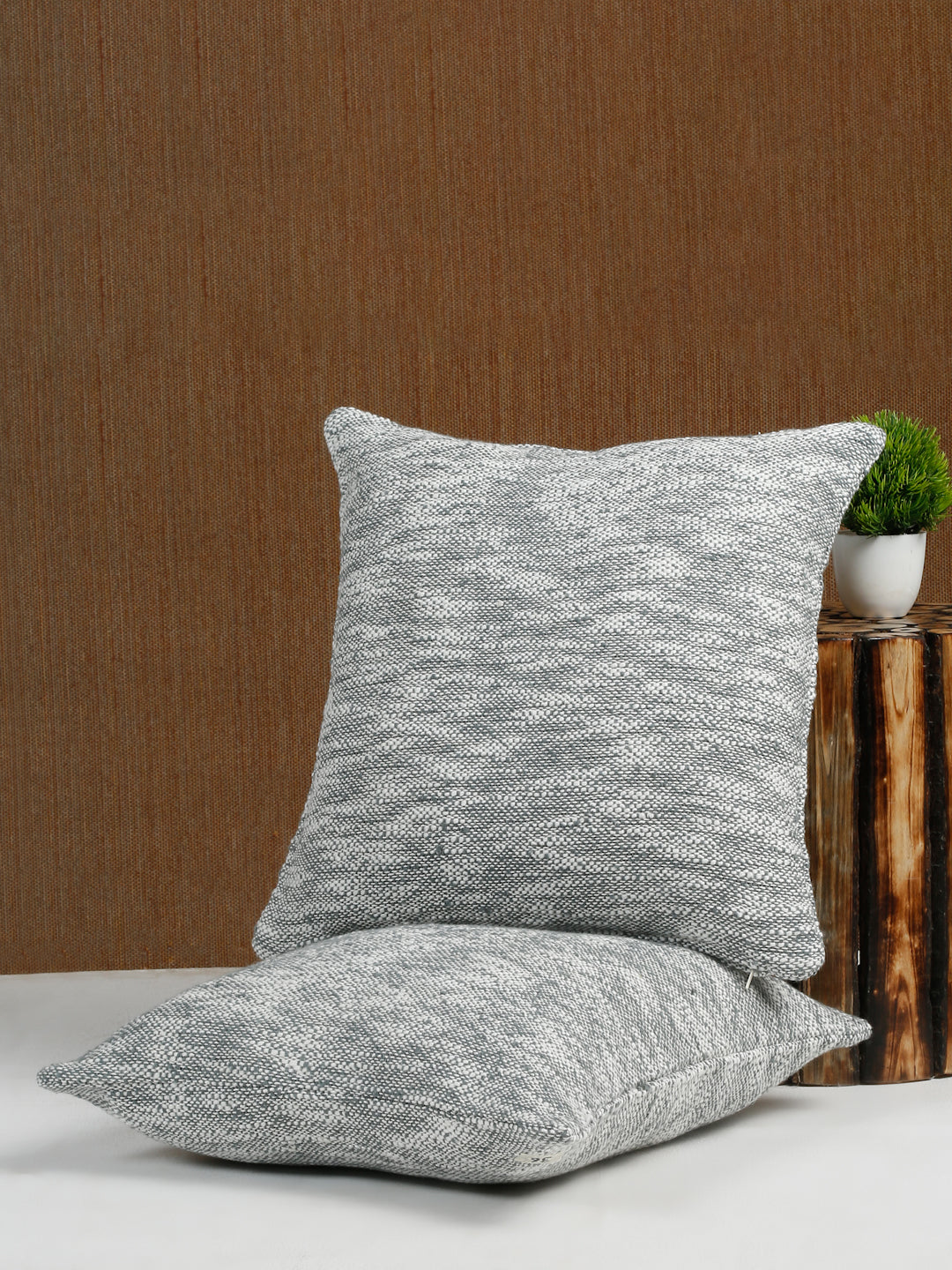 Eyda Grey Cotton Solid Cushion Cover Set of 2