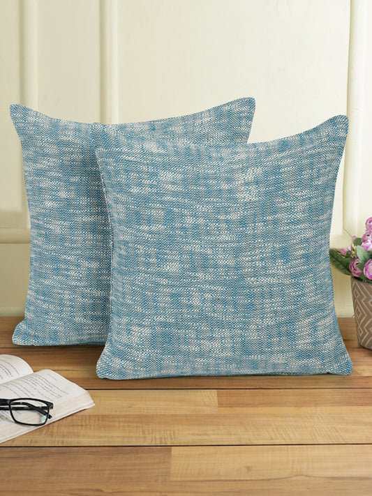 Eyda Teal Cotton Solid Cushion Cover Set of 2