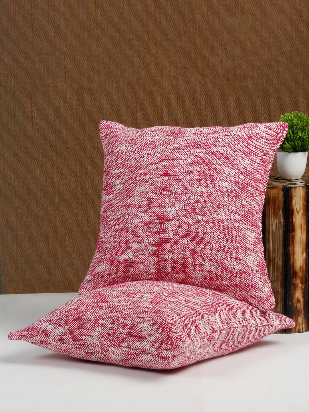 Eyda Fuchia Cotton Solid Cushion Cover Set of 2