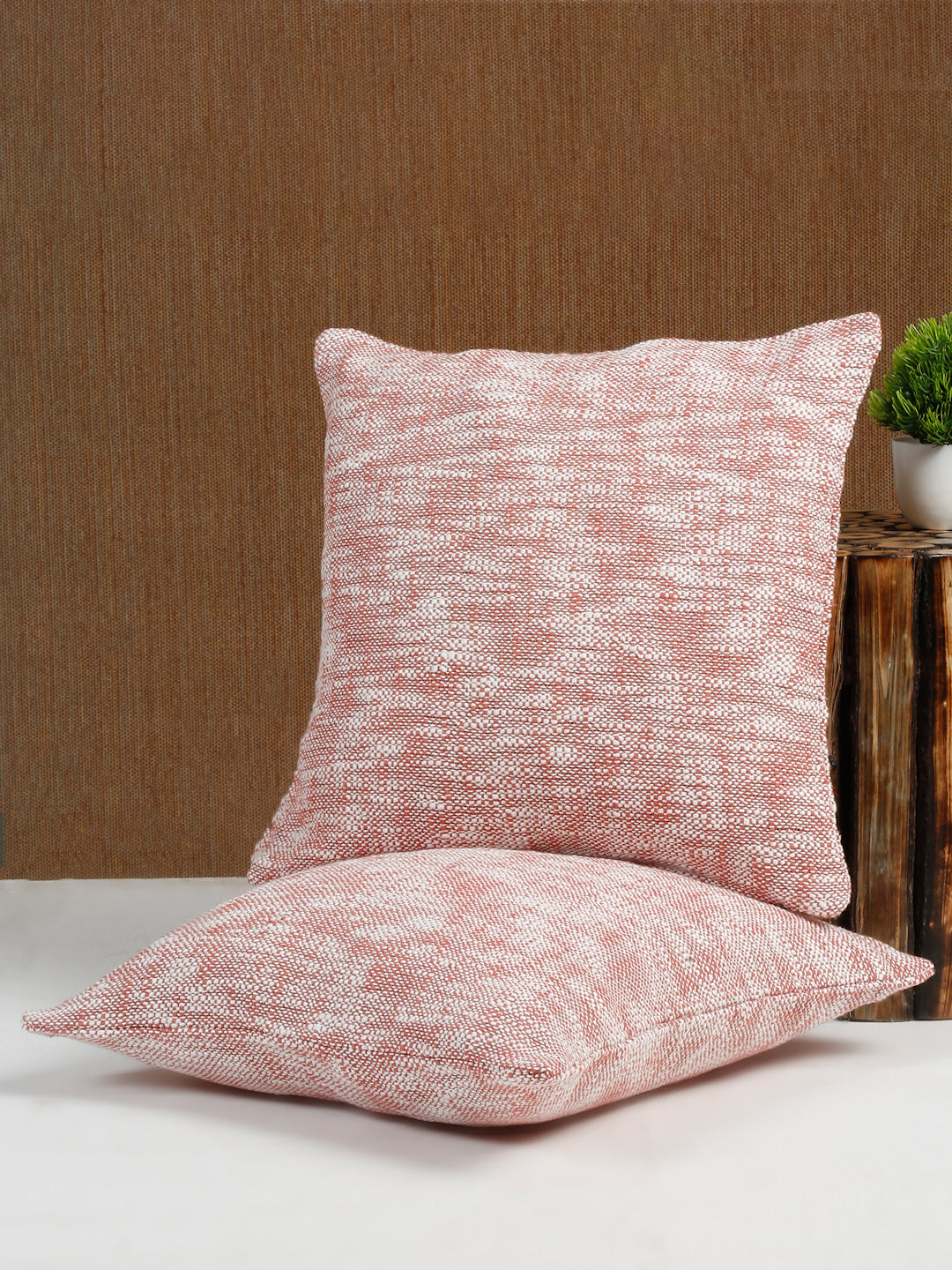 Eyda Blush Pink Cotton Solid Cushion Cover Set of 2