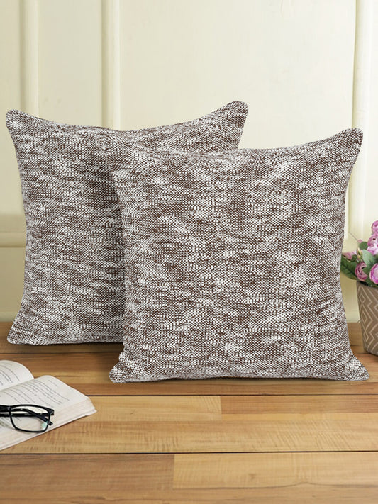 Eyda Choco Cotton Solid Cushion Cover Set of 2
