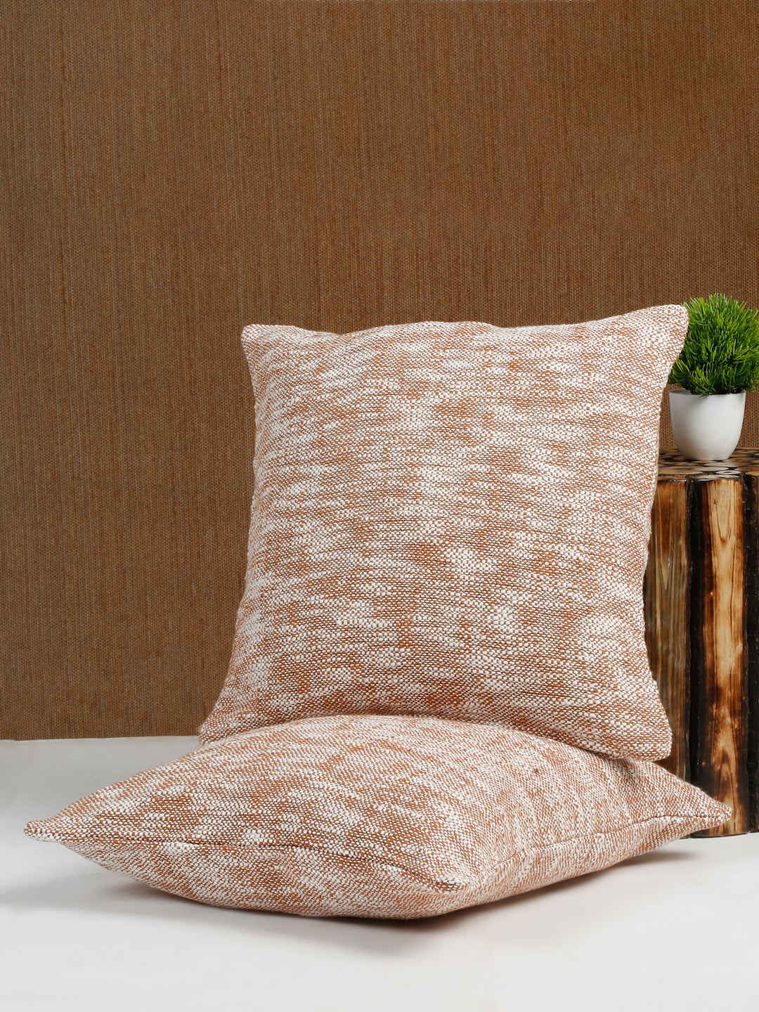 Eyda Rust Cotton Solid Cushion Cover Set of 2