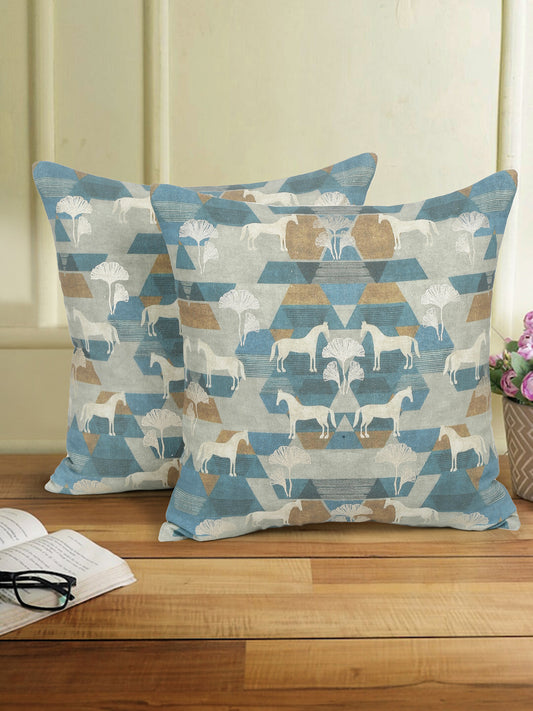 Eyda Green Cotton Printed Cushion Cover Set of 2