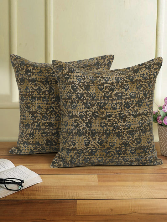 Eyda Green Cotton Printed Cushion Cover Set of 2