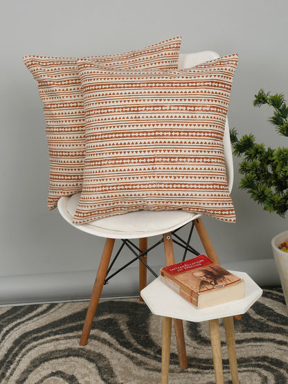 Eyda Rust Cotton Hand Block Cushion Cover Set of 2