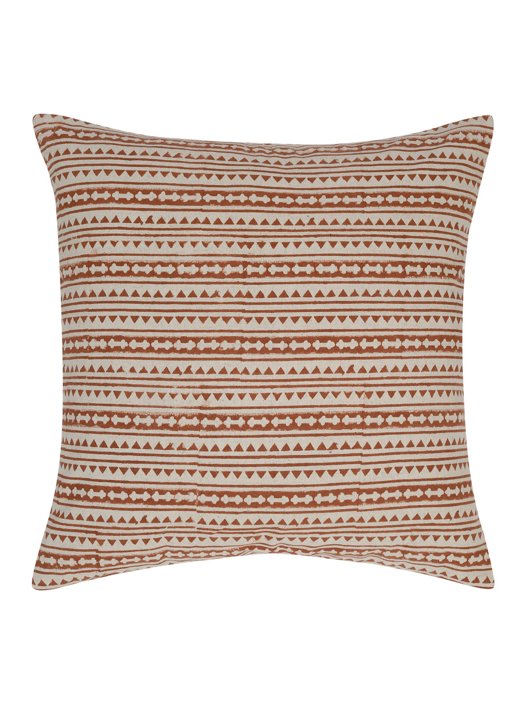 Eyda Rust Cotton Hand Block Cushion Cover Set of 2