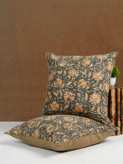 Eyda Green Cotton Floral Print Cushion Cover Set of 2